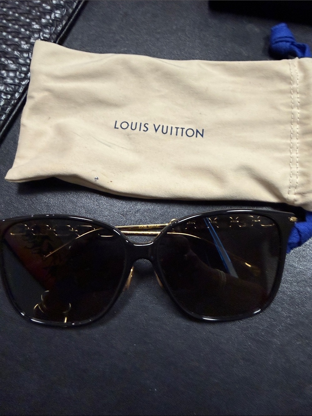Louis Vuitton Black & Gold Women's Sunglasses - Cat Eye Designer Shades